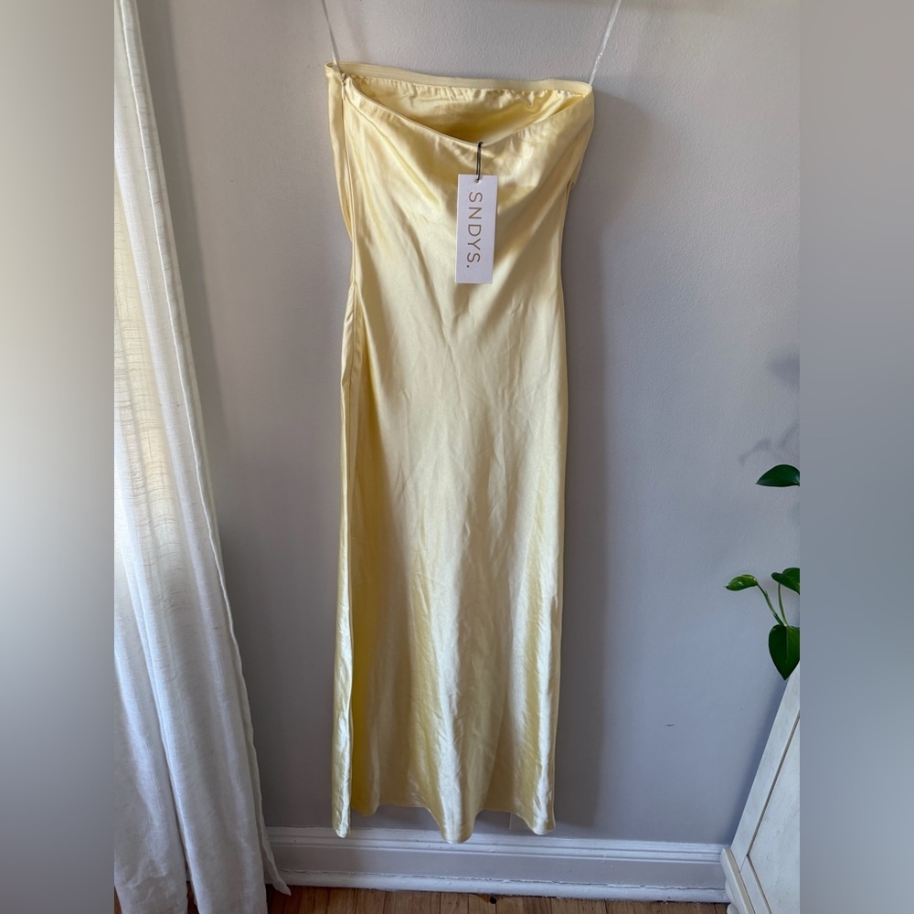 SNDYS Angelina Neck Tie Maxi Dress in Butter - Picture 3 of 5